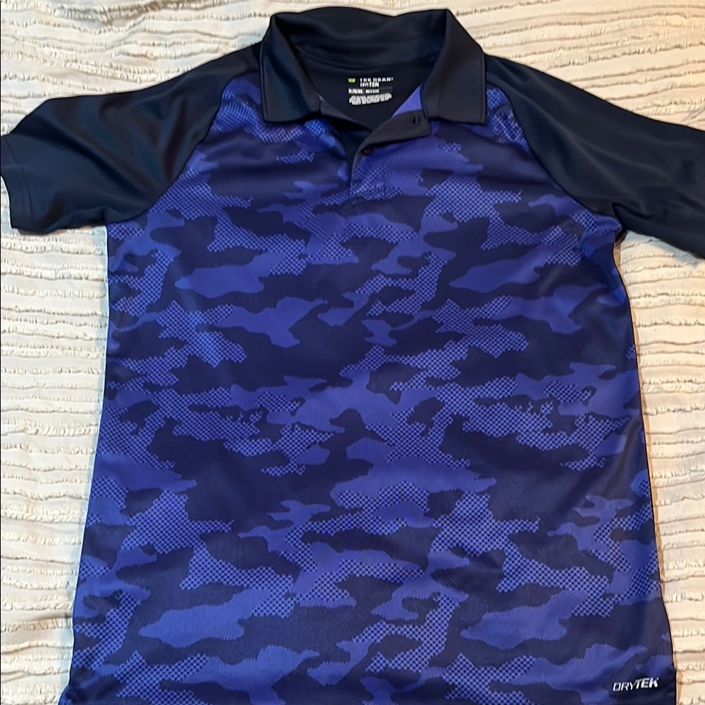 3/$15 - Boys tek gear Blue Camo Polo Shirt, sz YXL